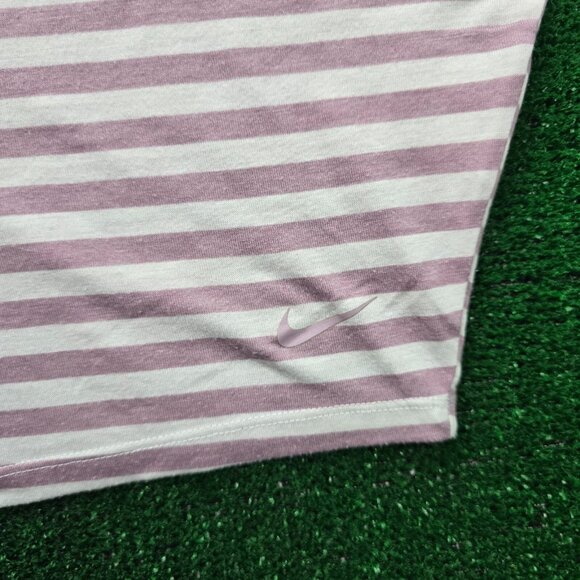 Nike Tank Top Womens Large Pink Striped Sleeveless Cropped Halter Gym Yoga - Picture 3 of 10